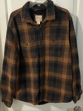 Grove & Hollow Flannel Shirt w/Faux Fur Fleece Lining “Shirt Jacket” Size M NWOT
